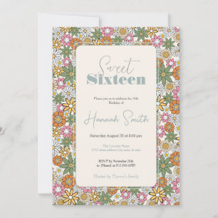 Invitación Boho Daisy Flores Groovy Floral 70
