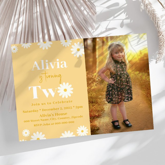 Invitación Boho Daisy Two Floral Golden Bohemian Segundo Cump (Subido por el creador)