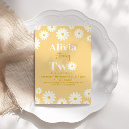 Invitación Boho Daisy Two Floral Golden Bohemian Segundo Cump