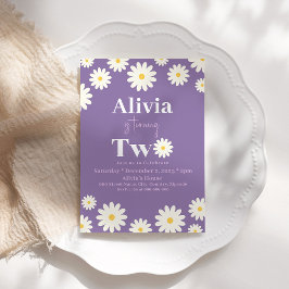 Invitación Boho Daisy Two Floral Purple Bohemian Segundo Cump