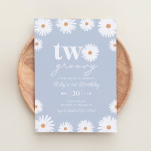 Invitación Boho Daisy Two Groovy Fiesta de cumpleaños