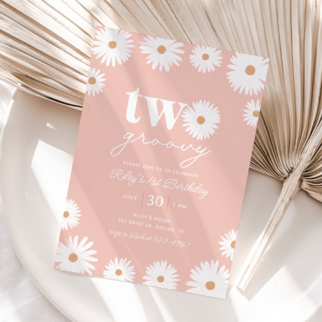 Invitación Boho Daisy Two Groovy Fiesta de cumpleaños (Subido por el creador)