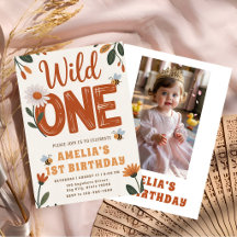 Boho Daisy Wild One Cumpleaños Foto 