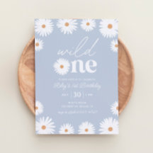 Boho Daisy Wild One First Birthday Party Invitatio