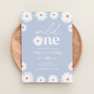 Invitación Boho Daisy Wild One First Birthday Party Invitatio