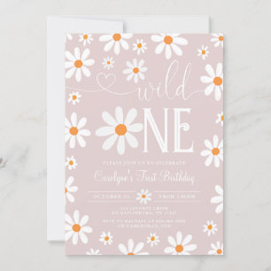 Invitación Boho Daisy Wild One First Birthday Party Invitatio