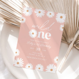 Invitación Boho Daisy Wild Un Fiesta de primer cumpleaños