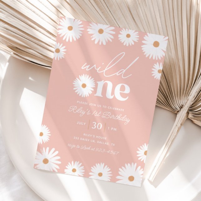 Invitación Boho Daisy Wild Un Fiesta de primer cumpleaños (Subido por el creador)