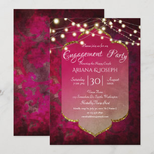 Invitación Boho Damask inspirado en la India en rosa profundo