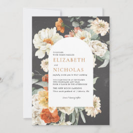 Invitación Boho Dark Floral Greenery Boda Botánico