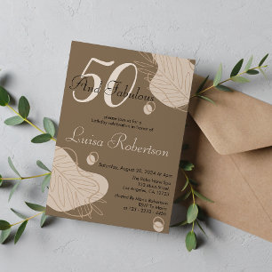 Invitación Boho Dark Leaf Moderno Todas Las Edades Cumpleaños