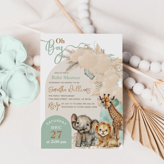 Invitación Boho de animales salvajes Oh Boy Baby Shower (Subido por el creador)