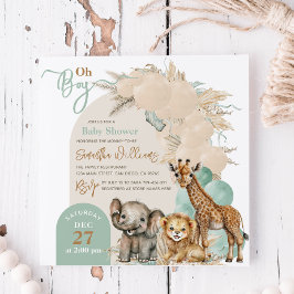 Invitación Boho de animales salvajes Oh Boy Baby Shower