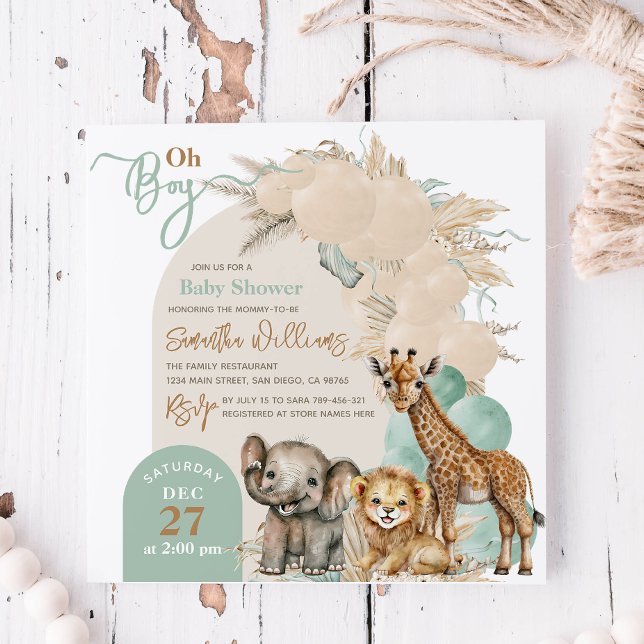 Invitación Boho de animales salvajes Oh Boy Baby Shower (Subido por el creador)