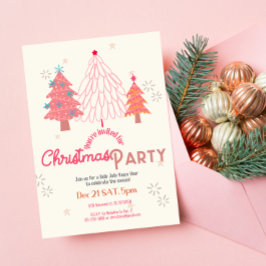Invitación Boho de árbol de Navidad rosa