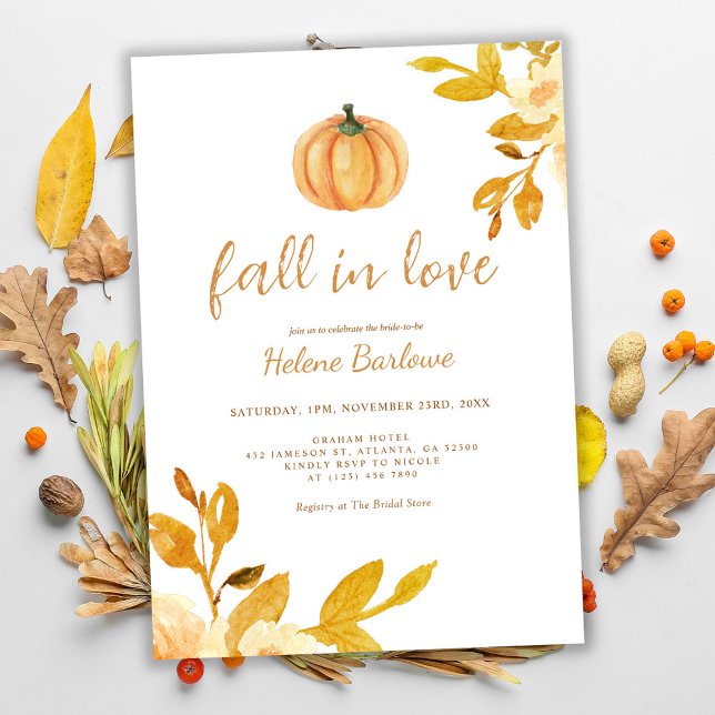 Invitación Boho De Calabaza Cae Enamorado Ducha De Novias Inv (Pumpkin Boho Fall In Love Bridal Shower Inv Invitation)