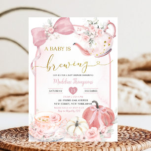 Invitación Boho de calabaza de bebé rosado de Baby Shower