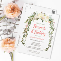 Invitación boho de desayuno nupcial y burbujeante