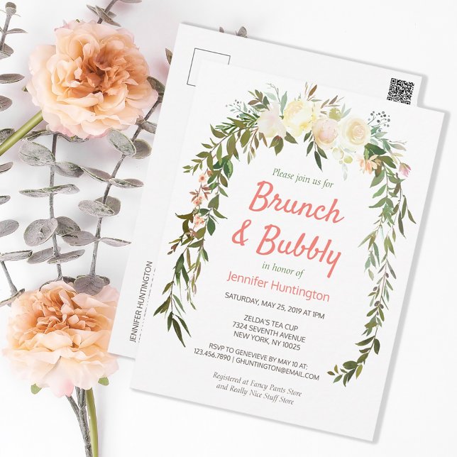 Invitación boho de desayuno nupcial y burbujeante (Subido por el creador)