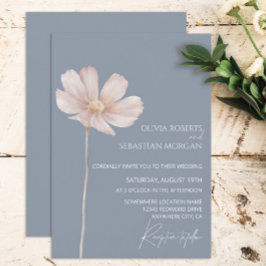 Invitación Boho de Flor Silvestre Simple | Boda azul turbio