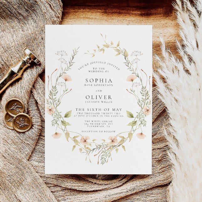 Invitación Boho de Flores Silvestres Moderna Elegante Boda (Subido por el creador)
