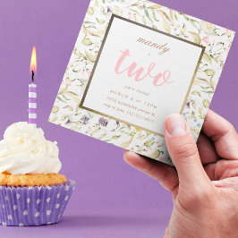 Invitación Boho de la primavera del marco dorado Flor silvest