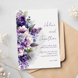 Invitación Boho de Lavanda Morada Rústica Floral Elegante Bod