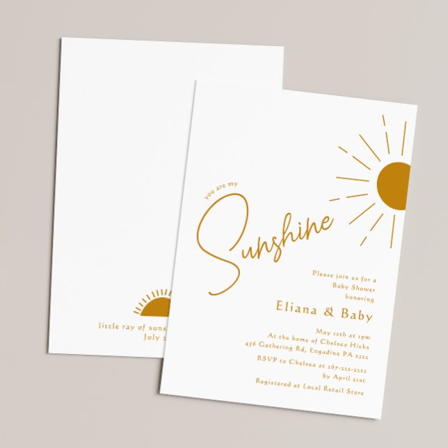 Invitación Boho de moda Eres Mi Baby Shower Sunshine (Subido por el creador)