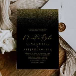 Invitación Boho de oro negro Nuestra Boda Boda