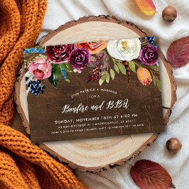 Invitación Boho de otoño florece fuego crudo BBQ Party Invita