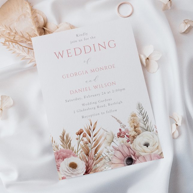 Invitación Boho de Rubor dulce Flores Elegante Boda (Subido por el creador)