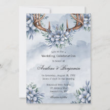 Boho Deer Antler Dusty Blue Floral Boda