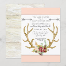BOHO Deer Antler Rubor Floral Baby Girl Shower