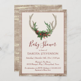 Invitación Boho Deer Antlers | Baby Shower de Navidades rusos