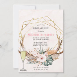 Invitación Boho Deer Antlers y Florals Brunch y Bubbly