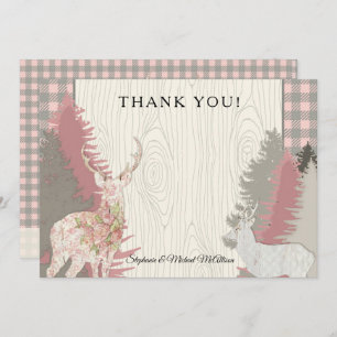Invitación Boho Deer Bear Woodland Forest Planteó Gracias