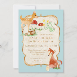 Invitación BOHO Deer Fox Owl Forest Woodsy Boy Baby Shower