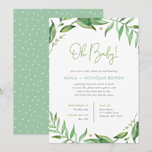 Invitación Boho deja Baby Shower por correo (Anverso / Reverso)