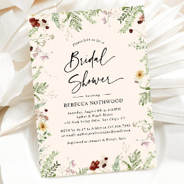 Invitación Boho Delicate Wildflowers Bridal Shower