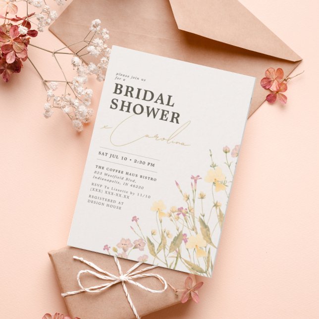 Invitación Boho Delicate Wildflowers Bridal Shower (Subido por el creador)