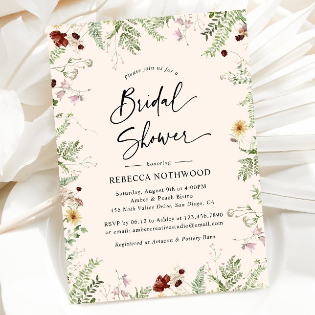 Invitación Boho Delicate Wildflowers Bridal Shower (Subido por el creador)