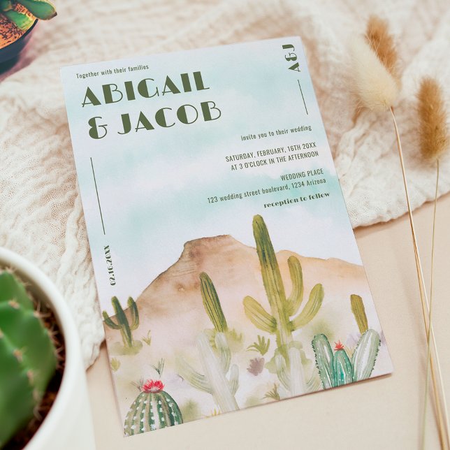 Invitación Boho Desert Cactus Arizona Boda de Destino (Boho Desert Cactus Arizona Destination Wedding Invitation)
