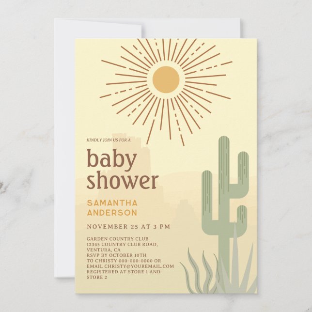 Invitación Boho Desert Cactus Baby Shower (Anverso)
