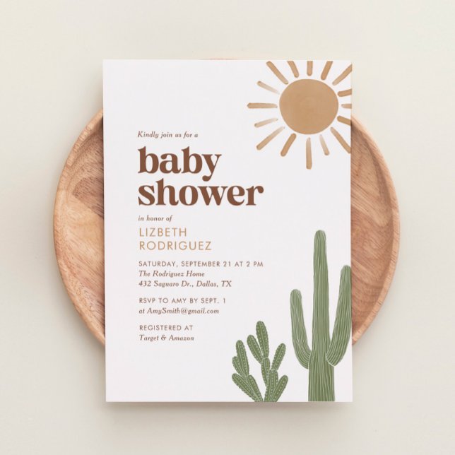 Invitación Boho Desert Cactus Baby Shower (Subido por el creador)