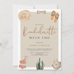 Invitación Boho Desert Cactus Bachelorette Itinerary