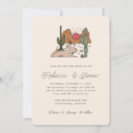 Invitación Boho Desert Cactus Boda de escritura moderna