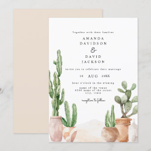 Invitación Boho Desert Cactus Boda de Moda bohemias