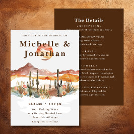 Invitación Boho Desert Cactus Boda de todo en uno occidental