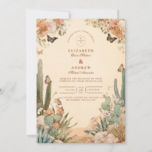 Invitación Boho Desert Cactus Boda Floral