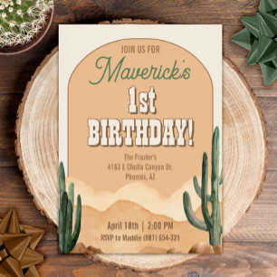 Invitación Boho Desert Cactus Partido del Cumpleaños del Suro